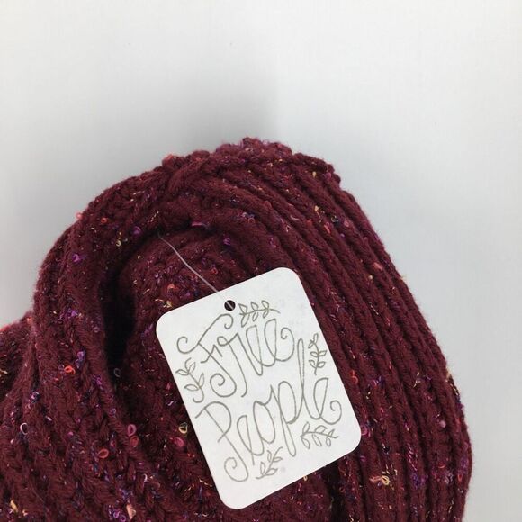 Free People Leo Tunic Sweater Womens Medium Wine Rib Cowl Neck Oversized NWT - Picture 8 of 11